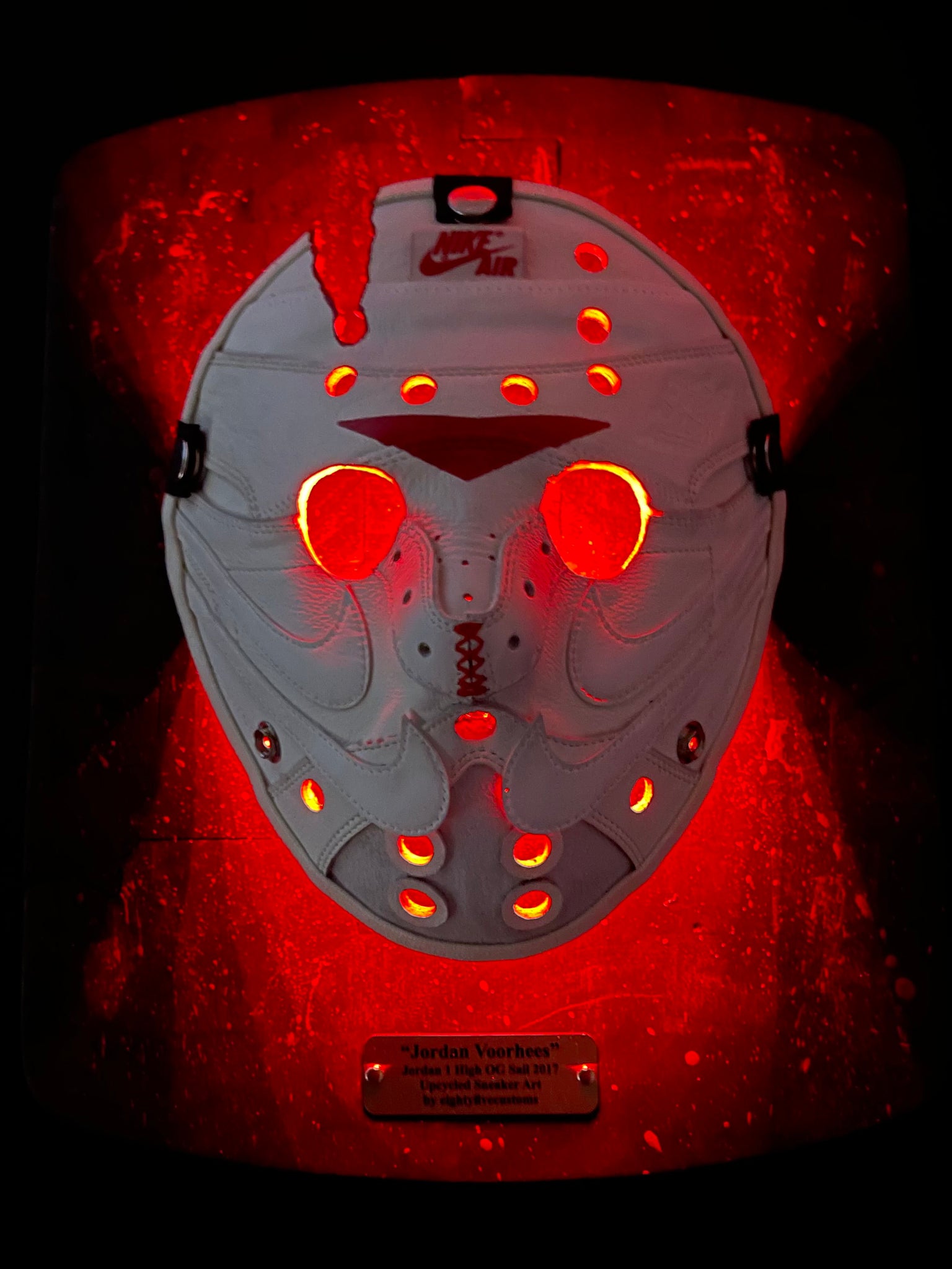 Upcycled Jordan 1 x Jason Voorhees Mask (With LED Wall Mount)